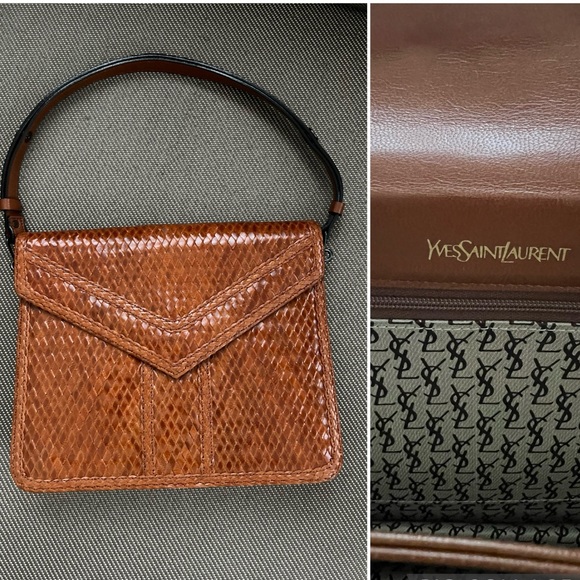 Yves Saint Laurent Handbags - Rare!  Authentic YSL Vintage Woven Leather Shoulder Bag